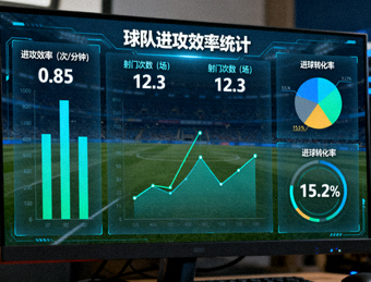 体育数据统计图表界面，展示球队进攻效率指标的屏幕画面
